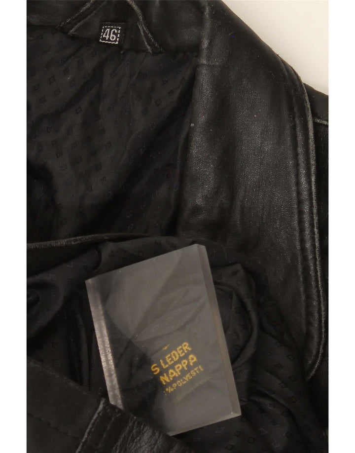 Vintage Womens Oversized Leather Coat EU 46 XL Black