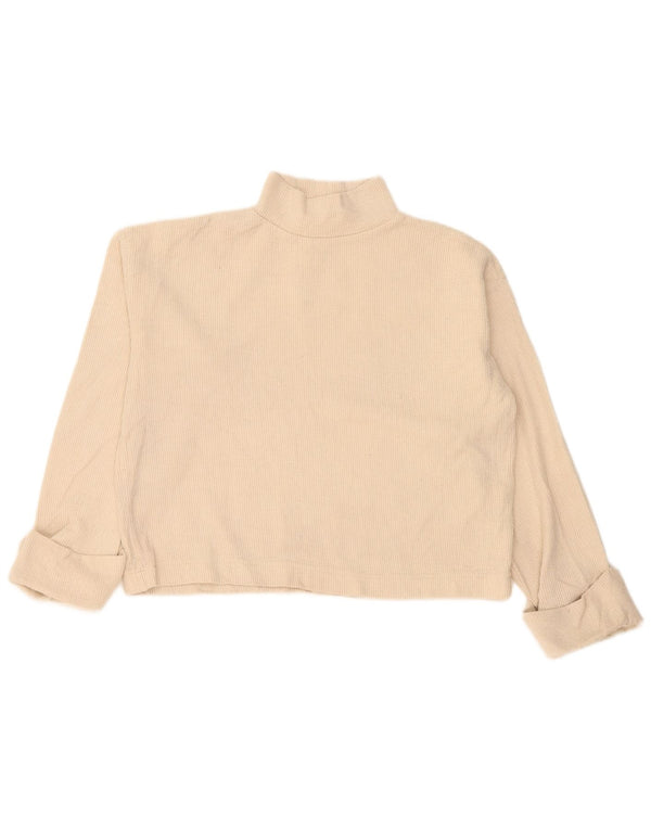 Top corto da donna Zara a maniche lunghe UK 14 cotone beige medio