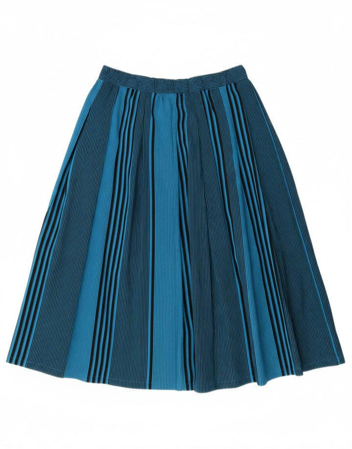 Gonna a pieghe da donna VINTAGE IT 44 media W32 poliestere a righe blu
