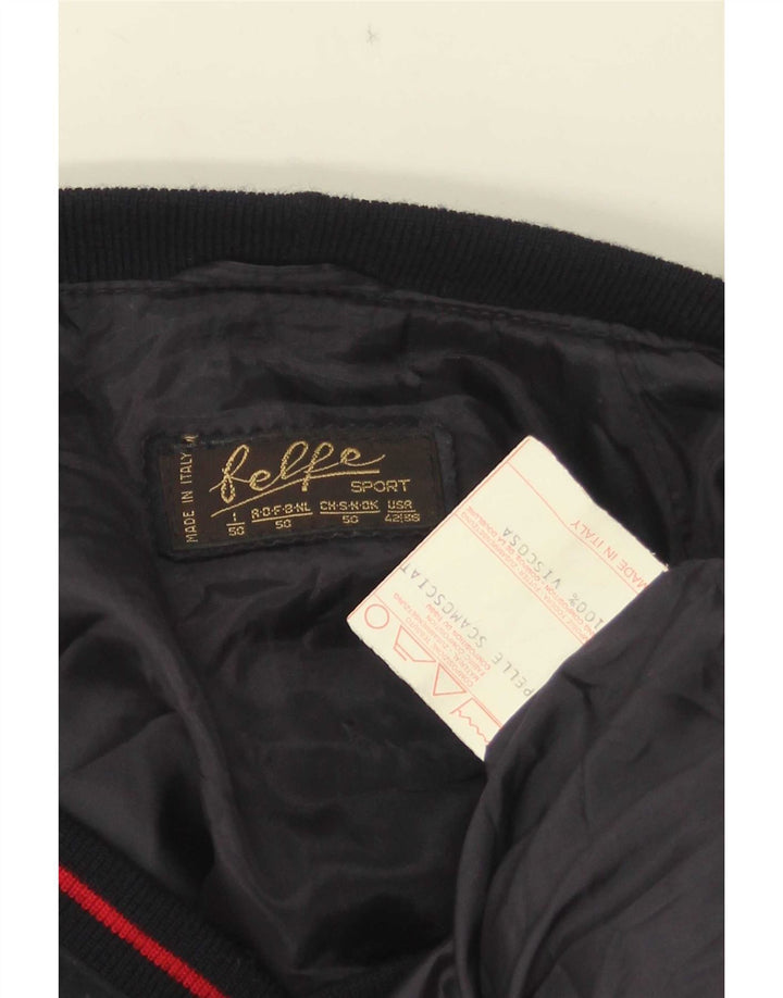 Giubbotto bomber in pelle scamosciata da uomo Belfe IT 50 Large in pelle blu navy
