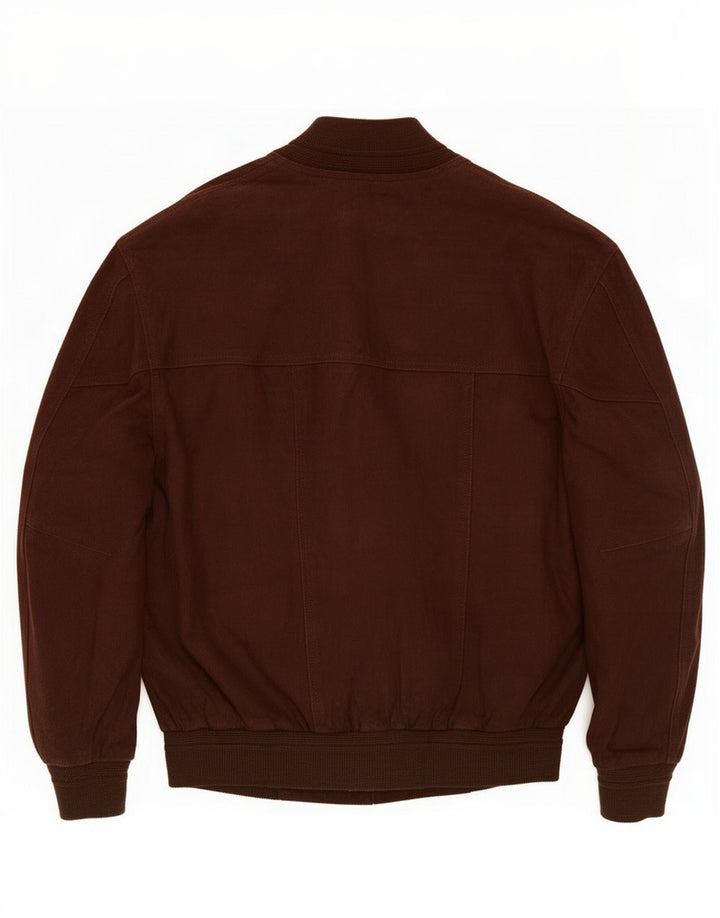 Giubbotto bomber vintage in pelle scamosciata da uomo IT 48 in pelle marrone medio