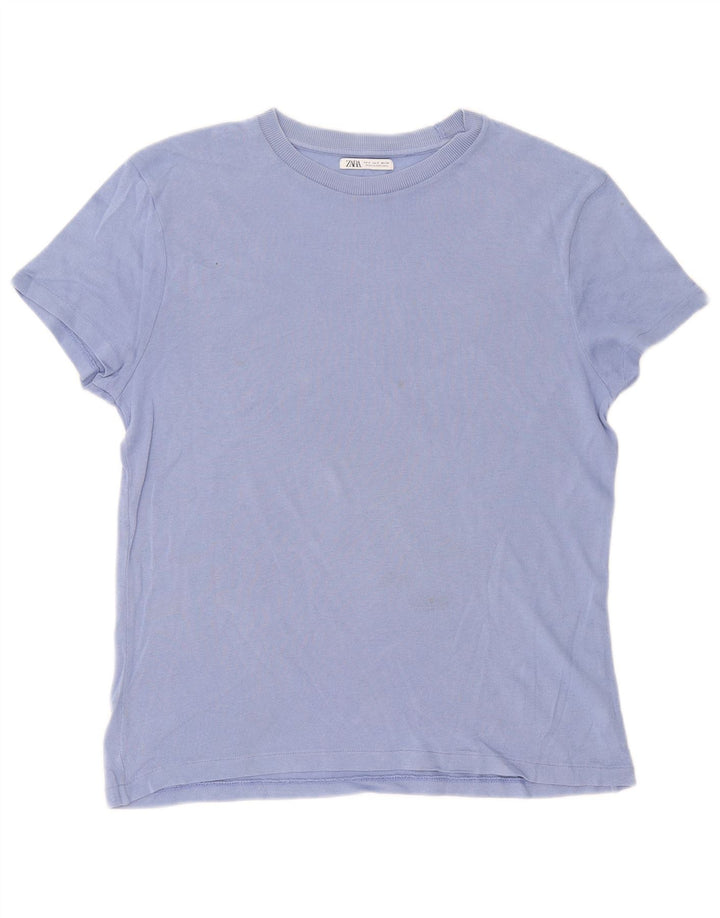 T-shirt Zara da uomo Top Small in cotone blu