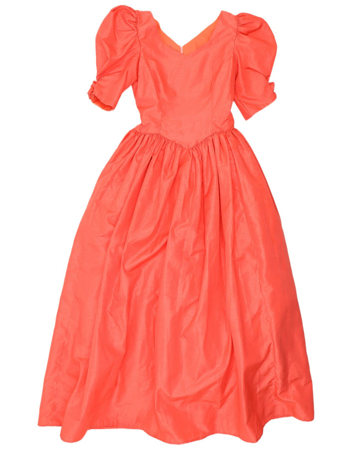 Abito lungo da donna vintage UK 8 piccolo arancione