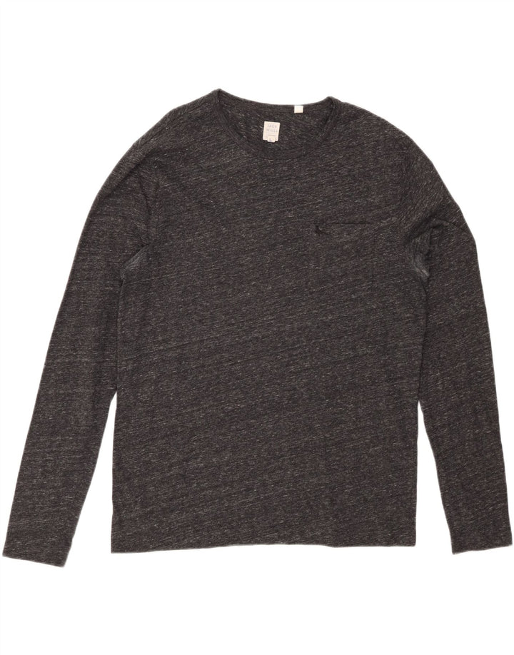 JACK WILLS Top da uomo a maniche lunghe in cotone chiazzato grigio grande