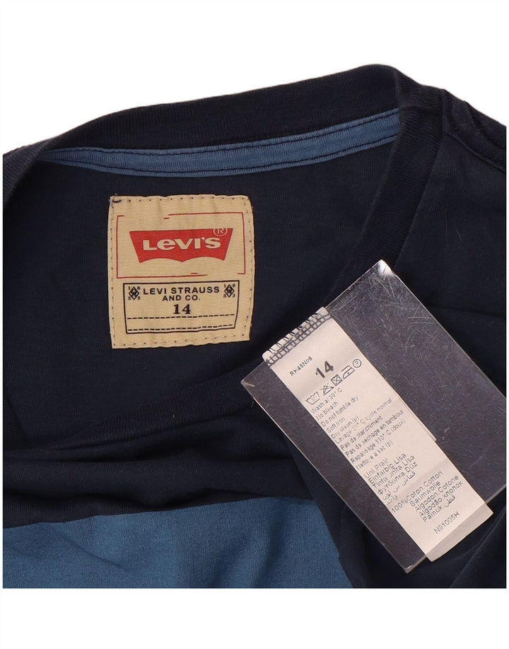 Maglietta grafica da bambino Levi's a maniche lunghe 13-14 anni in cotone blu navy