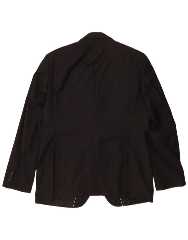 Giacca blazer da uomo a 2 bottoni Hugo Boss EU 56 3XL Lana vergine gessata nera