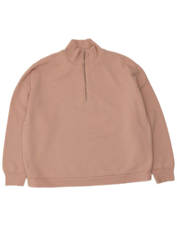 Felpa oversize con zip e collo da donna Marks & Spencer UK 18 XL Rosa