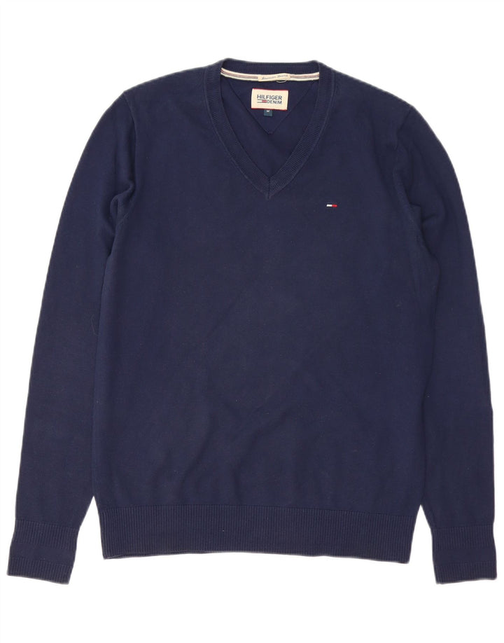 TOMMY HILFIGER Maglione da uomo con scollo a V in cotone blu navy medio