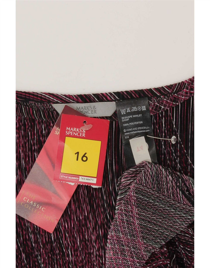 Top manica lunga da donna Marks & Spencer con motivo astratto UK 16 grande viola
