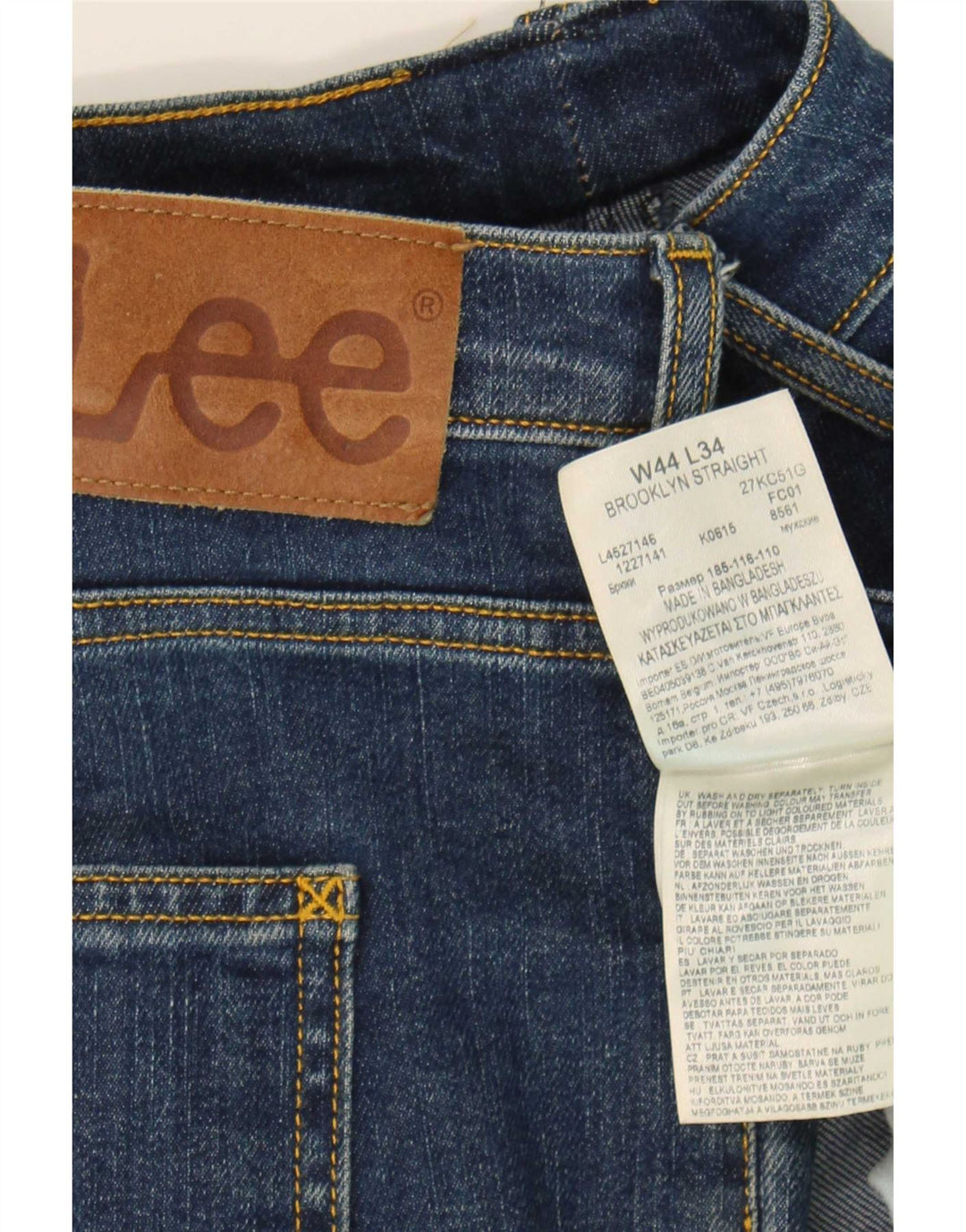 Jeans dritti da uomo Lee Brooklyn W44 L34 cotone blu navy