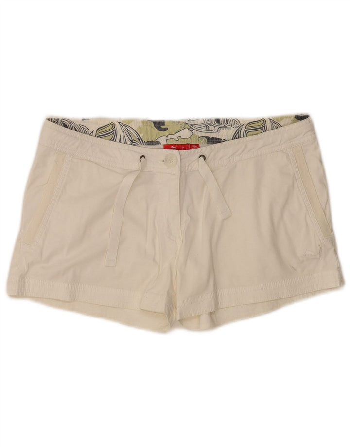 Pantaloncini chino da donna Puma UK 10 piccoli W30 cotone bianco