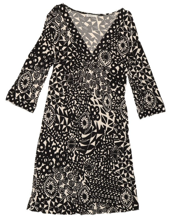 Abito da donna a trapezio con maniche a 3/4 Marella UK 12 Medio Nero geometrico