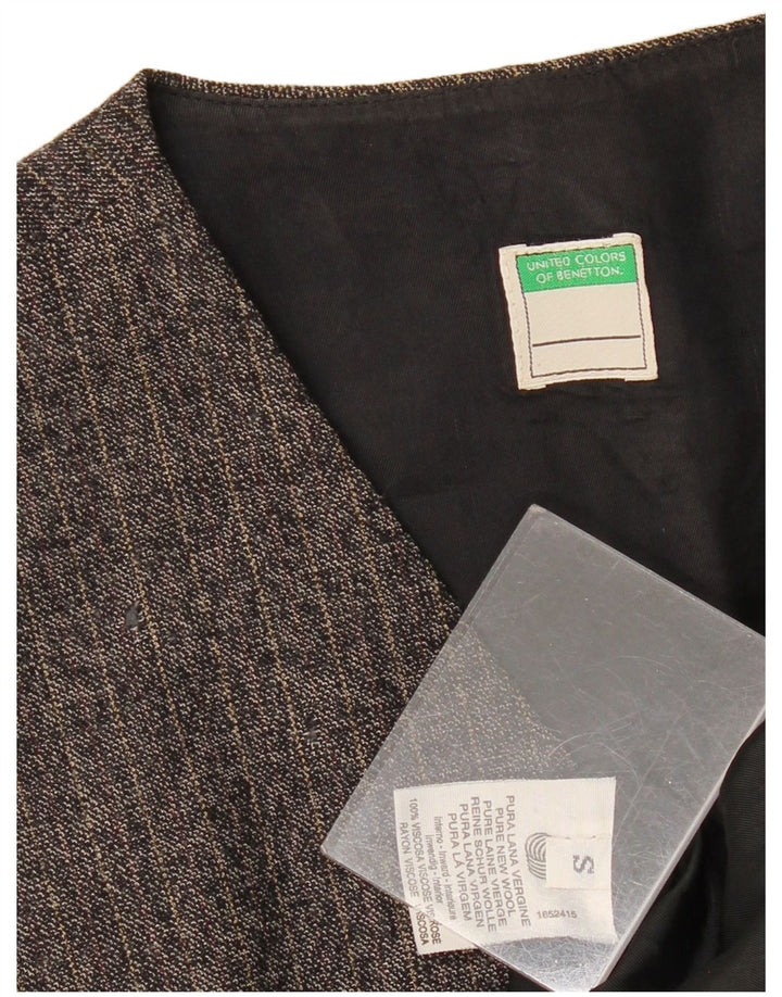 Giacca blazer lunga da donna BENETTON UK 10 piccolo gessato grigio