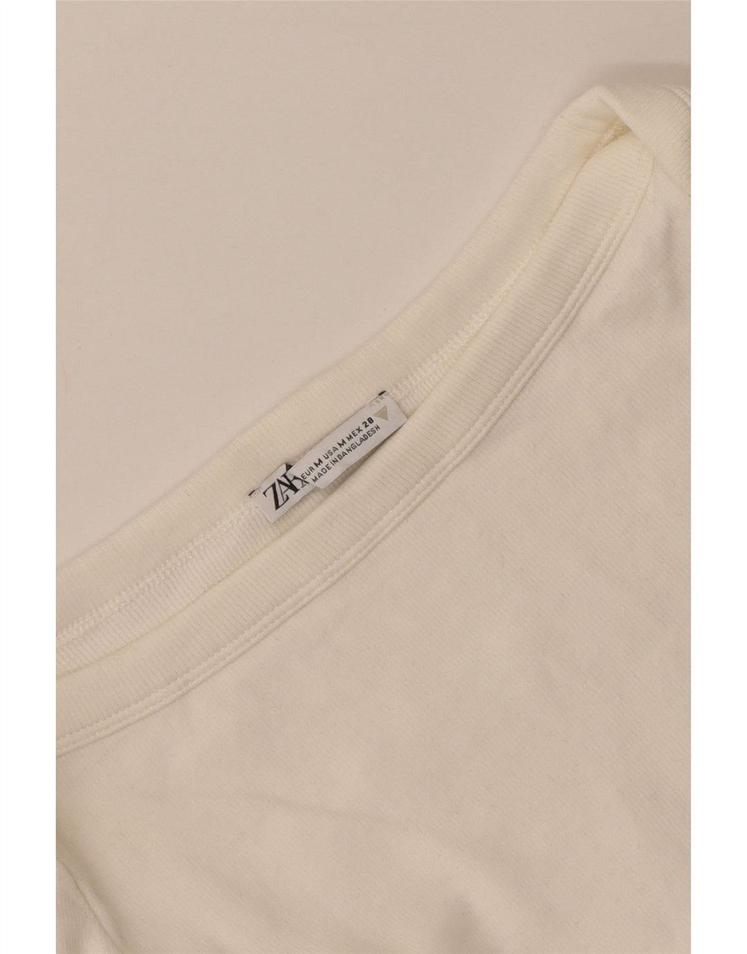 Top corto da donna Zara a maniche lunghe UK 12 medio bianco sporco