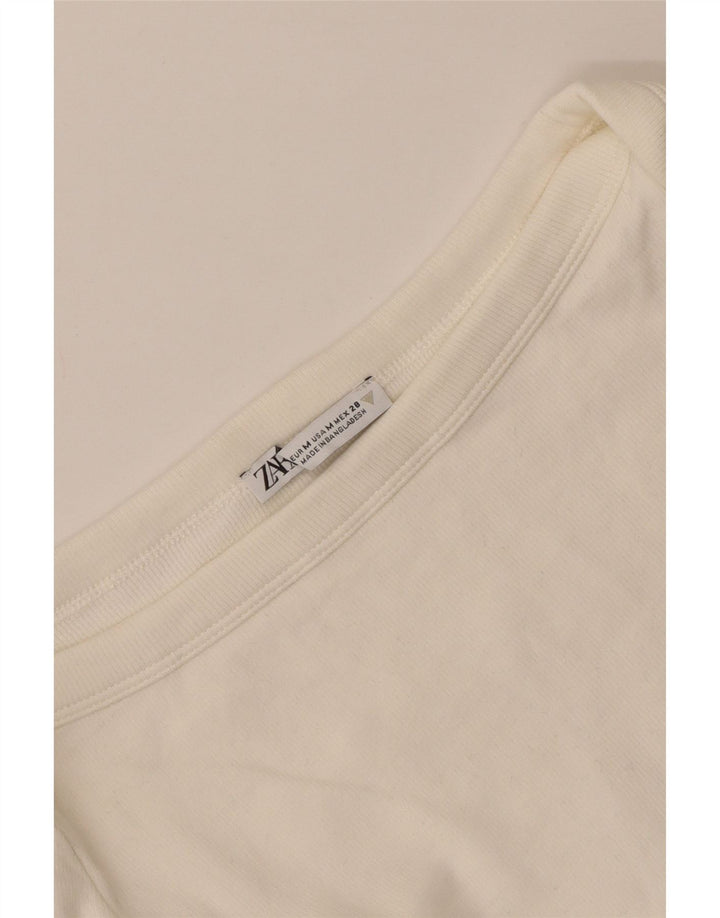 Top corto da donna Zara a maniche lunghe UK 12 medio bianco sporco