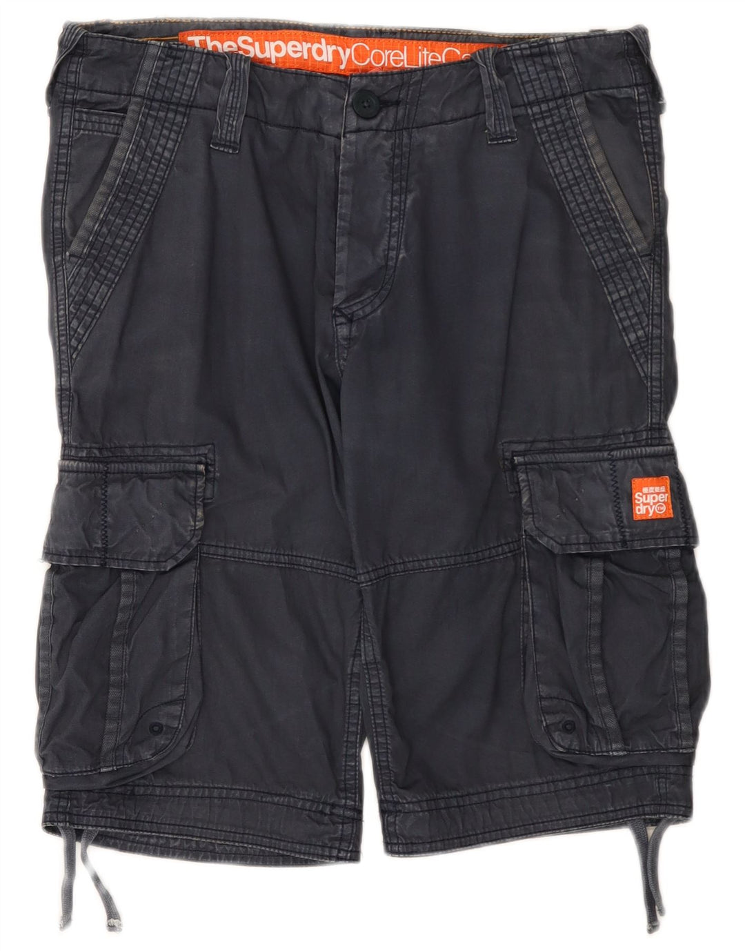 Pantaloncini cargo da uomo Superdry Small W32 in cotone blu navy