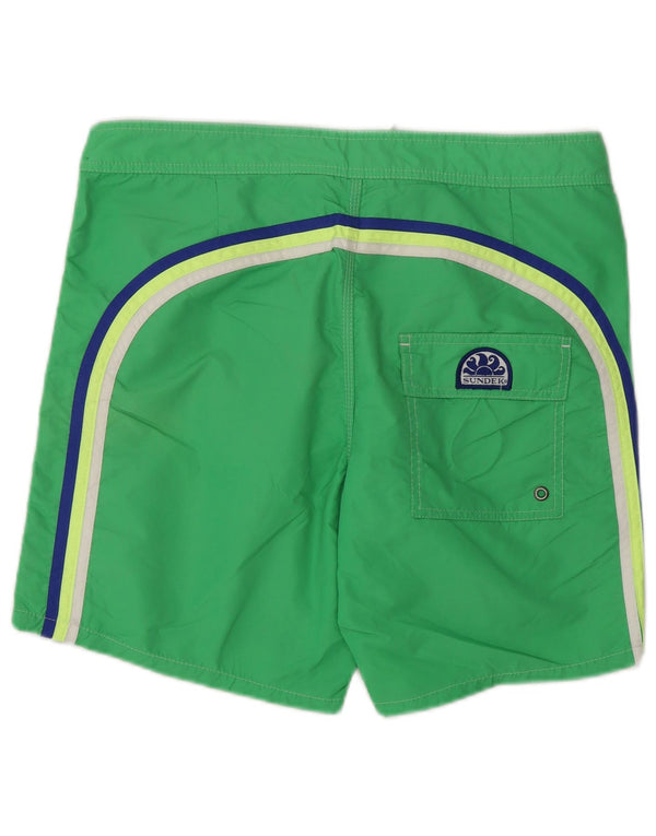 Pantaloncini da bagno da uomo Sundek in nylon color block verde medio