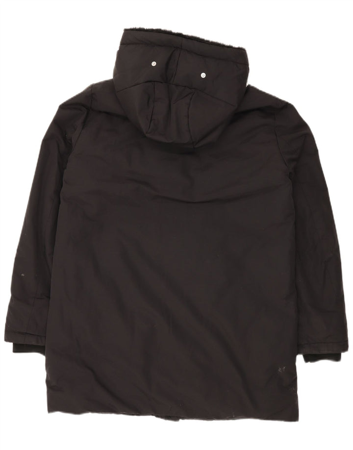 Giacca a vento Sherpa con cappuccio da donna ZARA UK 14 poliestere nero medio