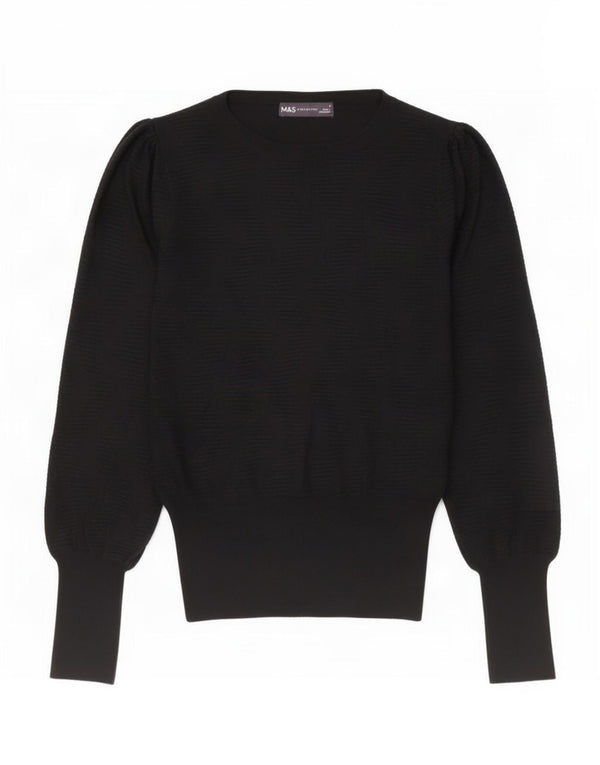 Maglione maglione con scollo a barca da donna Marks & Spencer UK 10 piccolo in viscosa nera