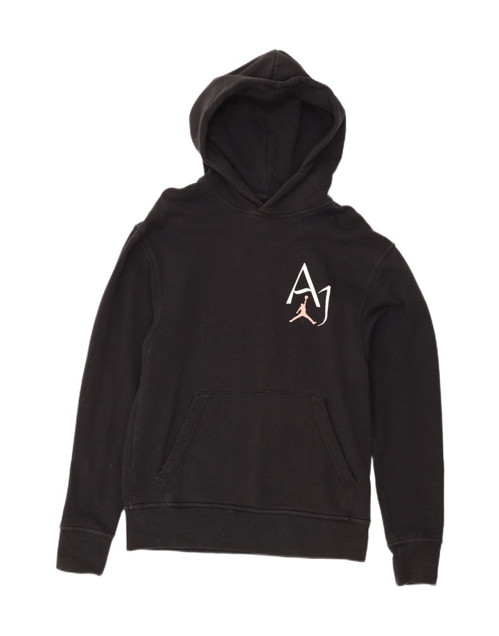 JORDAN Mens Graphic Hoodie Jumper Small Black Cotton Vintage Jordan and Second-Hand Jordan from Messina Hembry 