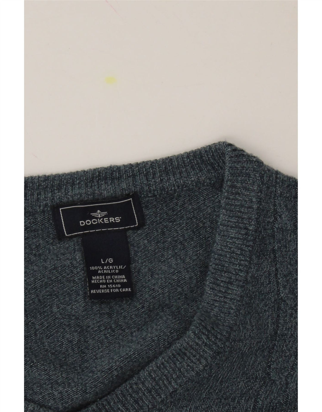DOCKERS Mens V-Neck Jumper Sweater Large Navy Blue Acrylic Vintage Dockers and Second-Hand Dockers from Messina Hembry 