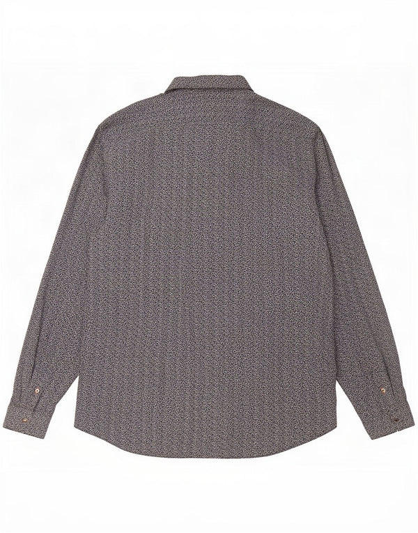Camicia da uomo Ted Baker taglia 6 2XL cotone floreale blu navy