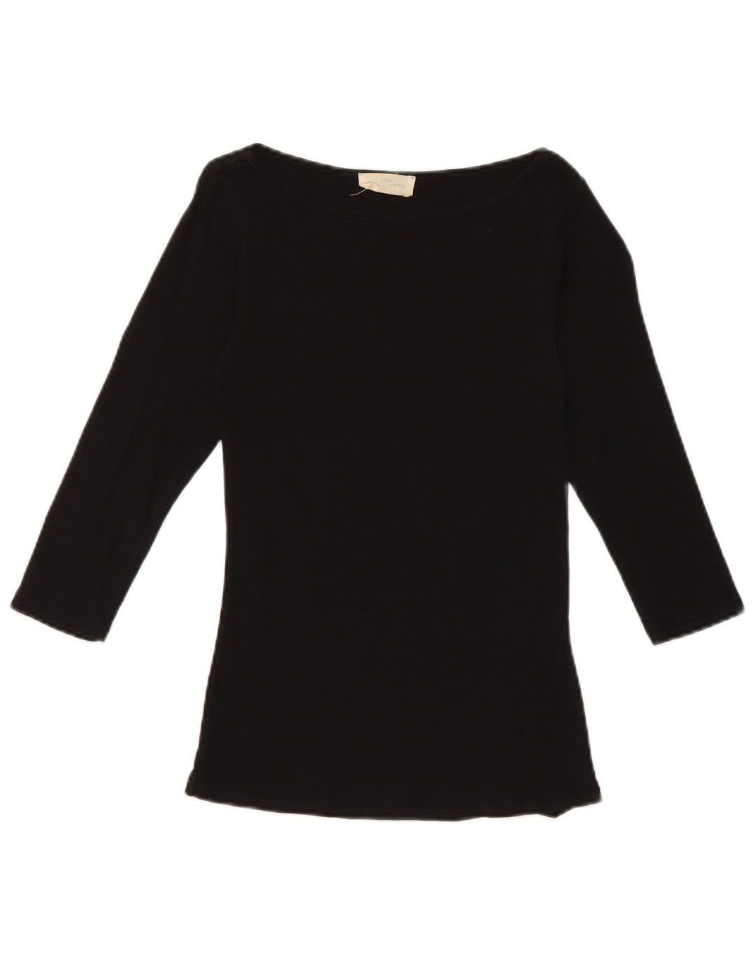 Top Zara da donna manica 3/4 UK 8 piccolo cotone nero