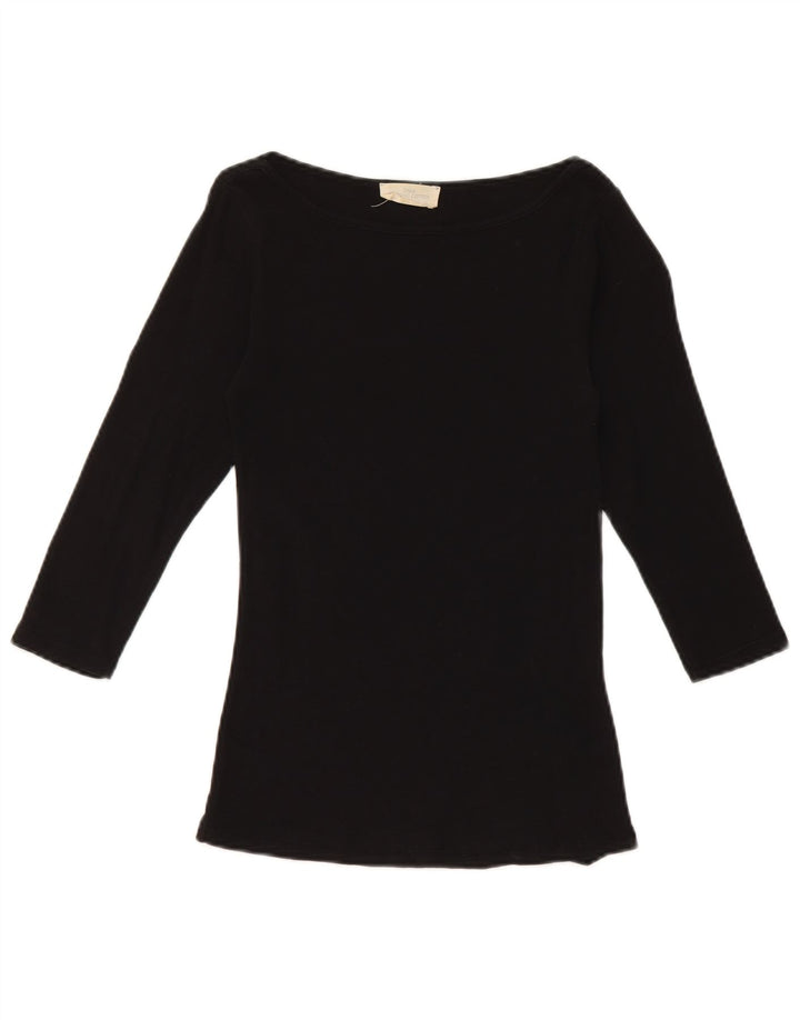 Top Zara da donna manica 3/4 UK 8 piccolo cotone nero