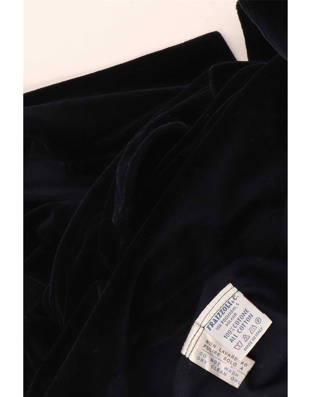 Giacca blazer doppiopetto in velluto da uomo Fraizzoli UK 38 medio blu navy