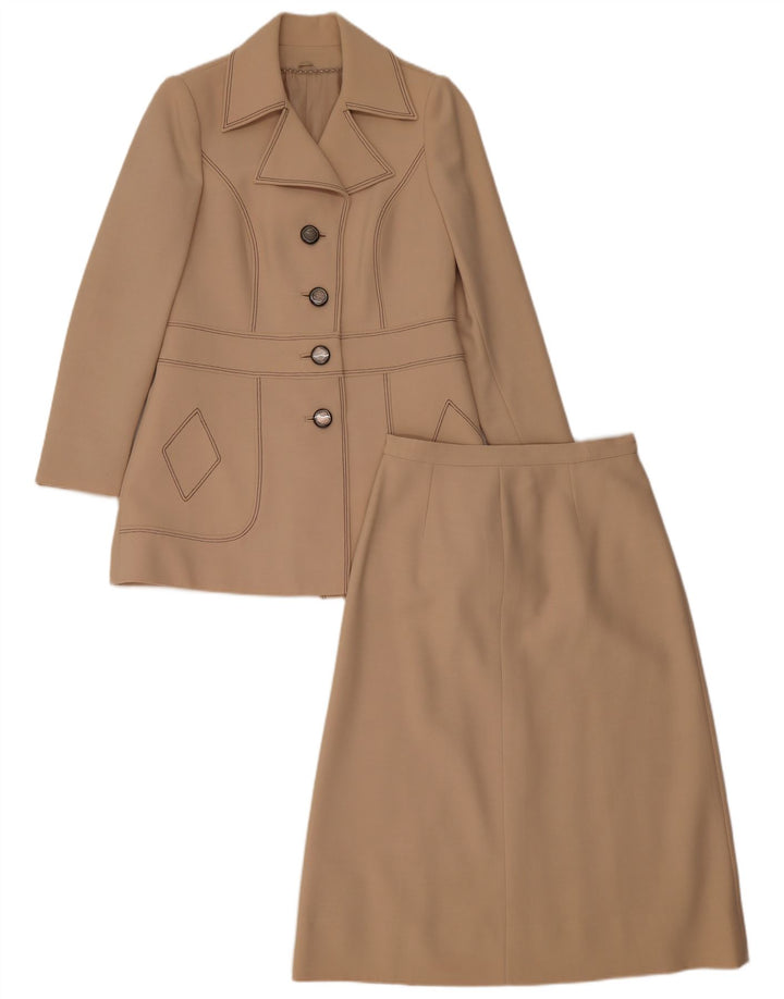 Set gonna vintage da donna a 4 bottoni in 2 pezzi IT 42 medio W26 Beige