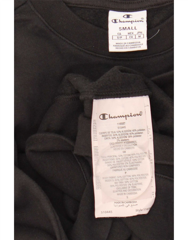 Felpa oversize con grafica da donna Champion, maglione UK 10, piccola, nera