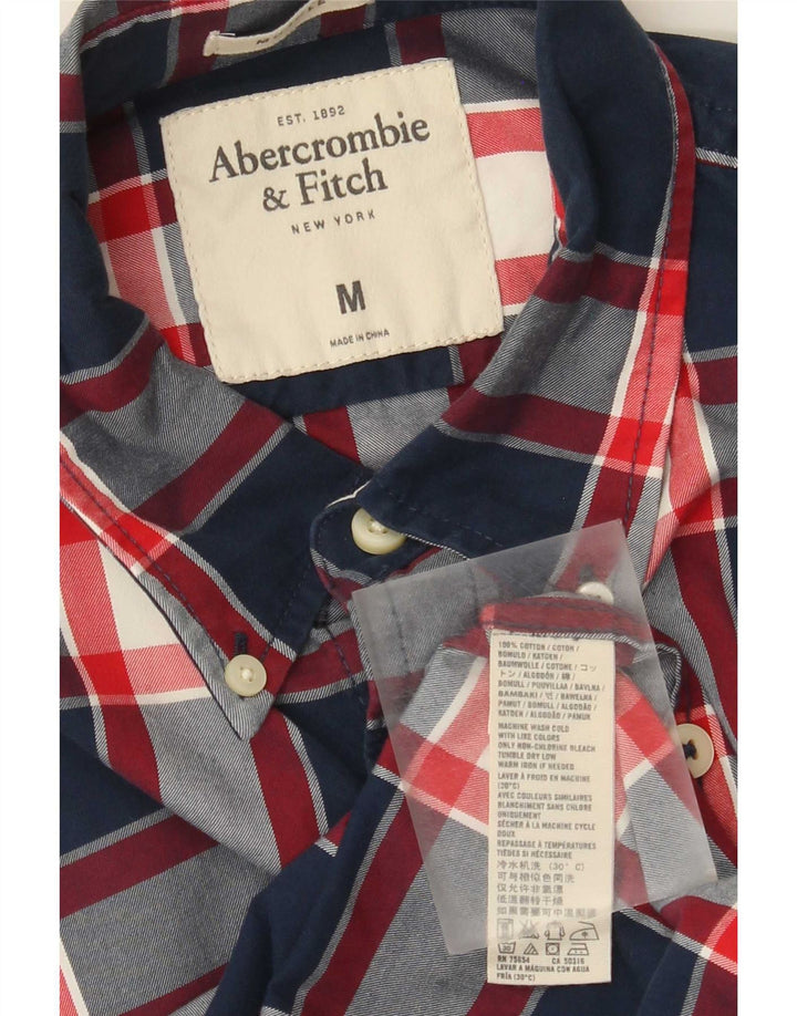 Camicia da uomo Abercrombie & Fitch in cotone a quadri blu navy medio