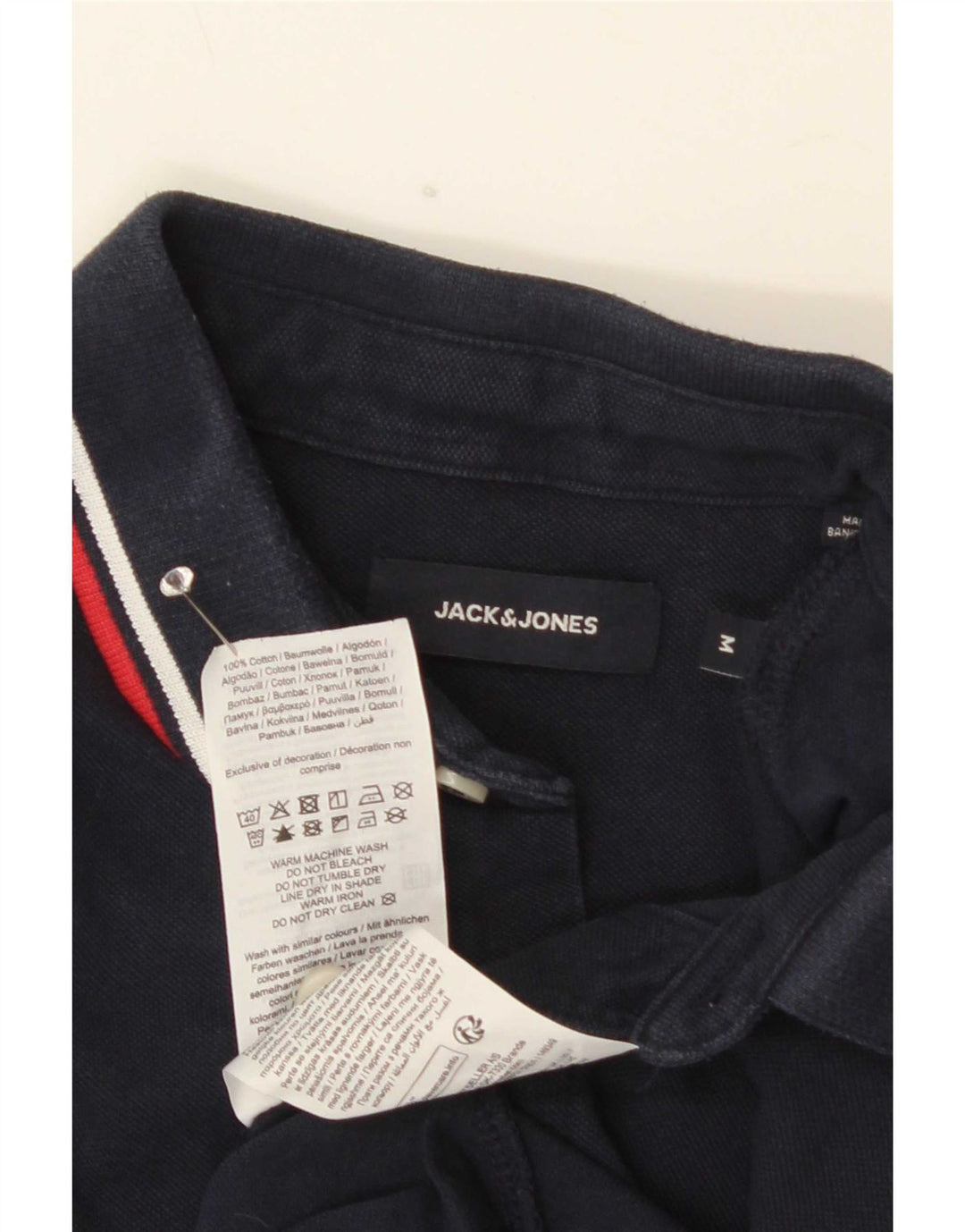 Polo da uomo Jack & Jones in cotone a righe medie blu navy