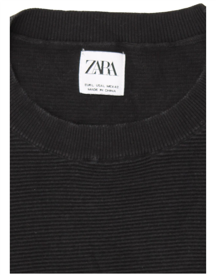 Maglione maglione girocollo da uomo Zara grande nero