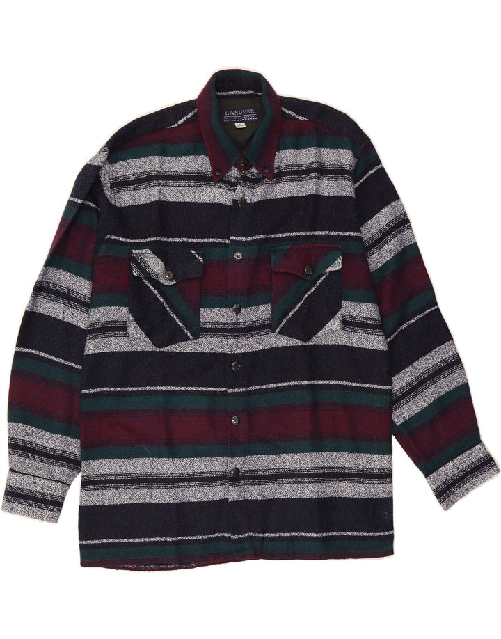 HANOVER Mens Flannel Shirt Size 38/39 Medium Multicoloured Striped Wool Vintage Hanover and Second-Hand Hanover from Messina Hembry 