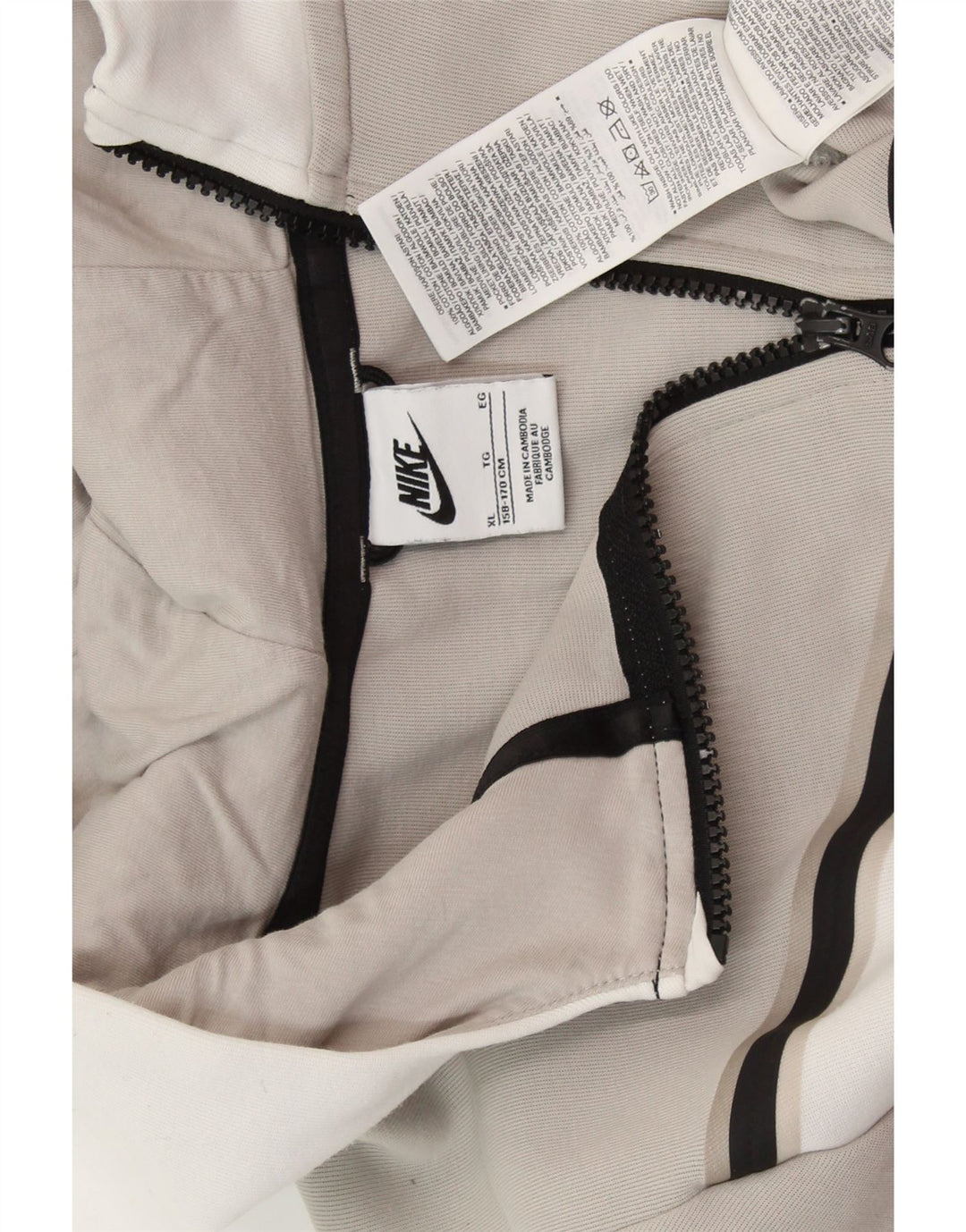 Felpa con cappuccio e zip NIKE per ragazzi 13-14 anni XL in cotone color block grigio