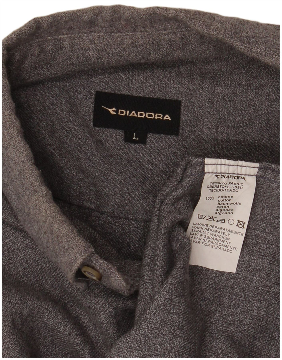 Camicia Diadora Uomo Flanella Large Cotone Grigio