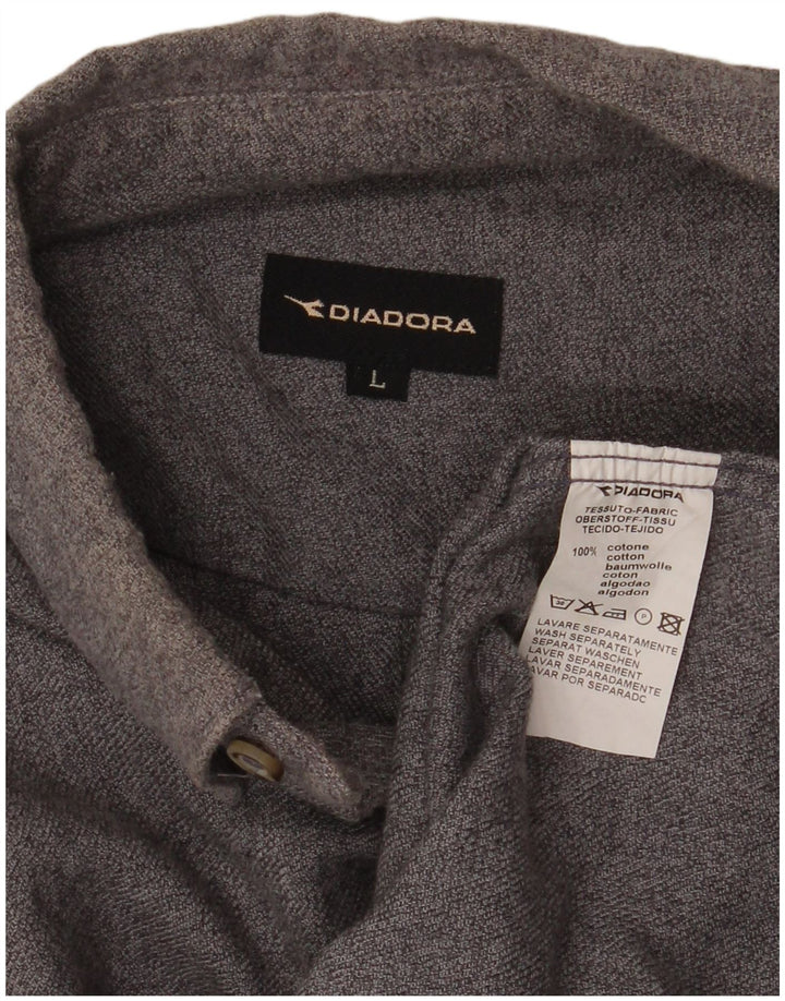 Camicia Diadora Uomo Flanella Large Cotone Grigio