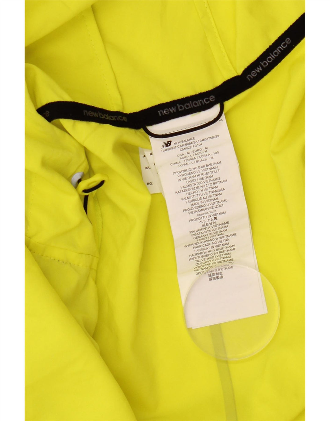 Giacca antipioggia con cappuccio da uomo New Balance UK 38 poliestere giallo medio