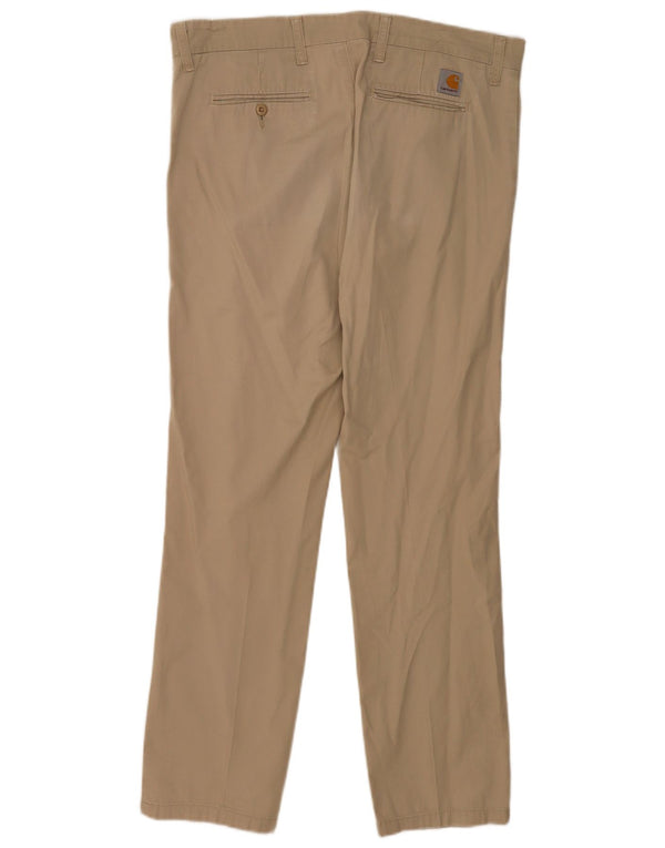 Carhartt Mens Straight Chino Trousers W34 L32 Beige Cotton