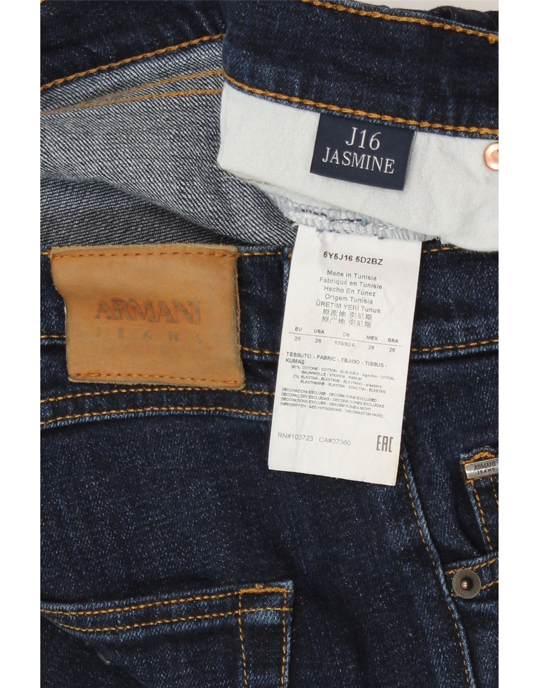Jeans Bootcut Jasmine da donna Armani W26 L27 cotone blu navy