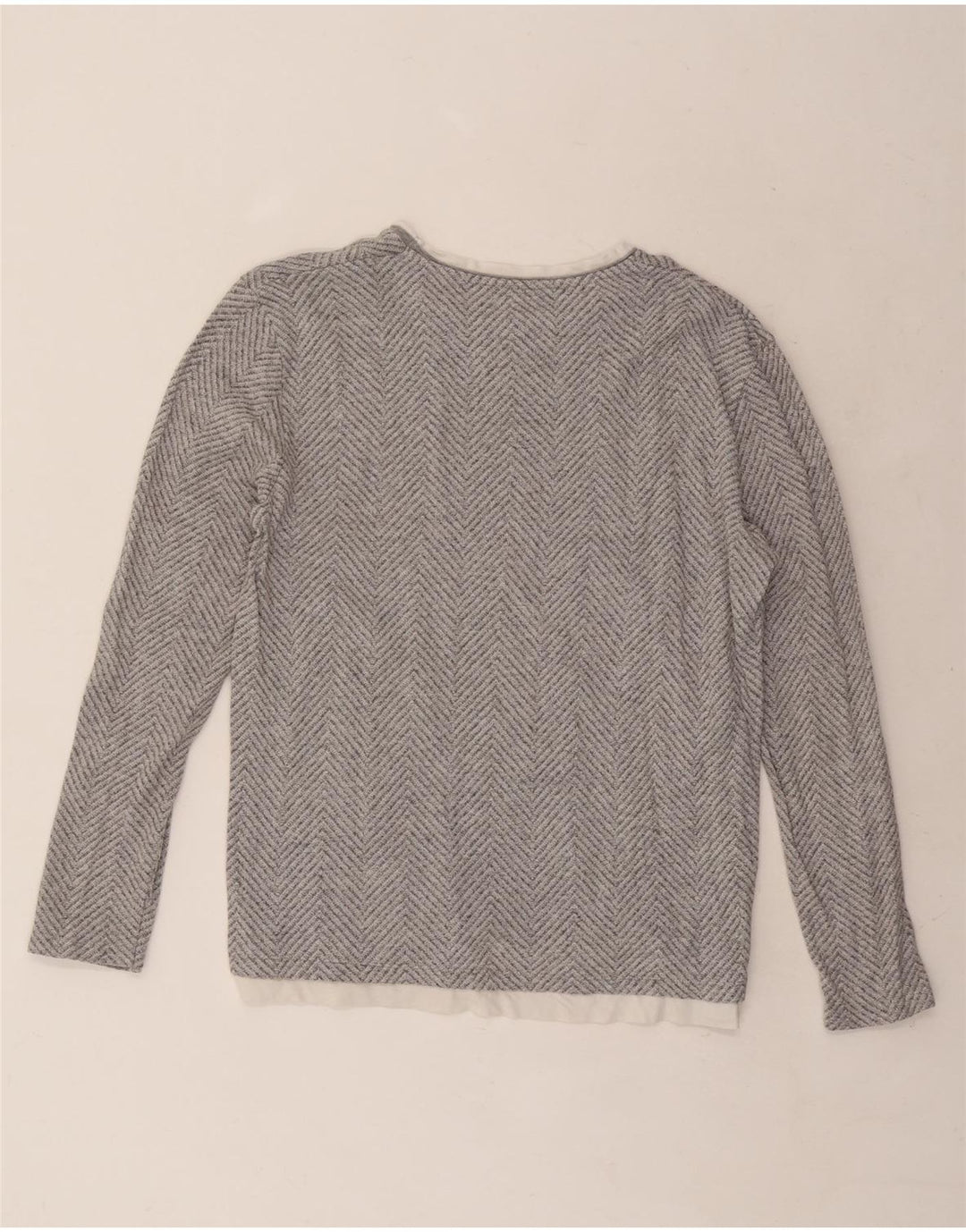 Top Zara da uomo a maniche lunghe grigio a spina di pesce grande