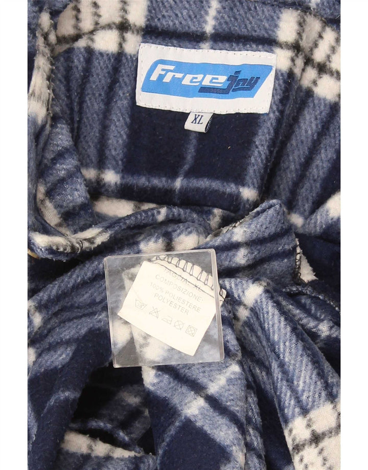 Camicia vintage da uomo in flanella XL poliestere scozzese blu navy