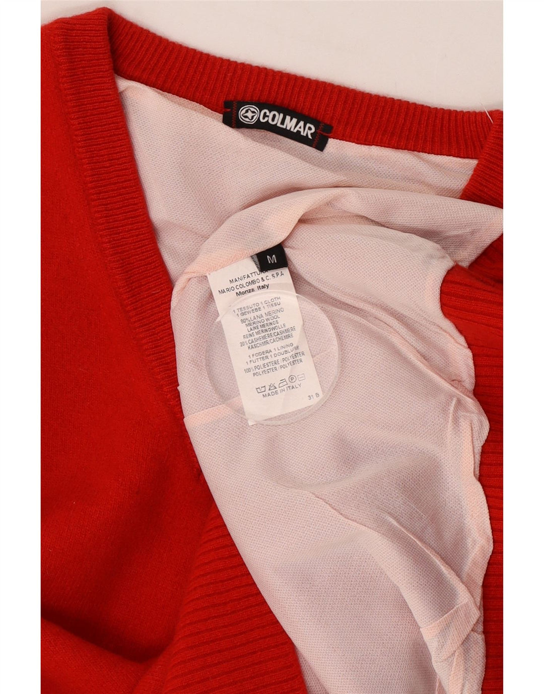 Maglione da uomo con scollo a V Colmar rosso medio in lana merino
