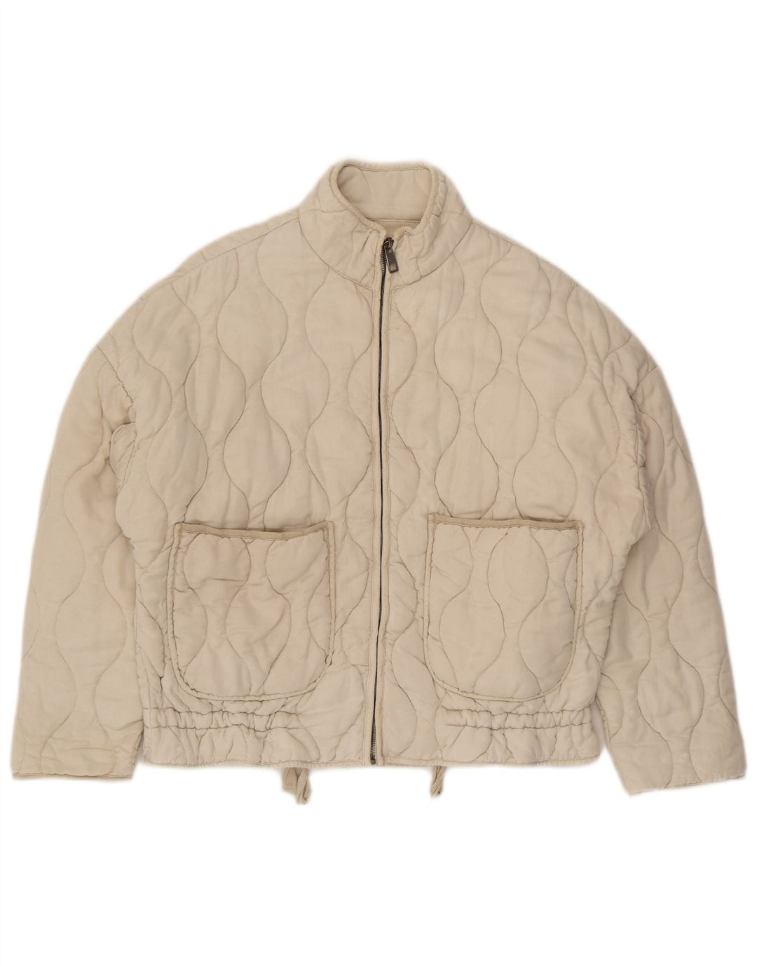 Giacca trapuntata oversize da donna Zara UK 10 piccola in cotone beige