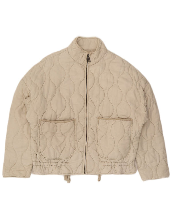 Giacca trapuntata oversize da donna Zara UK 10 piccola in cotone beige