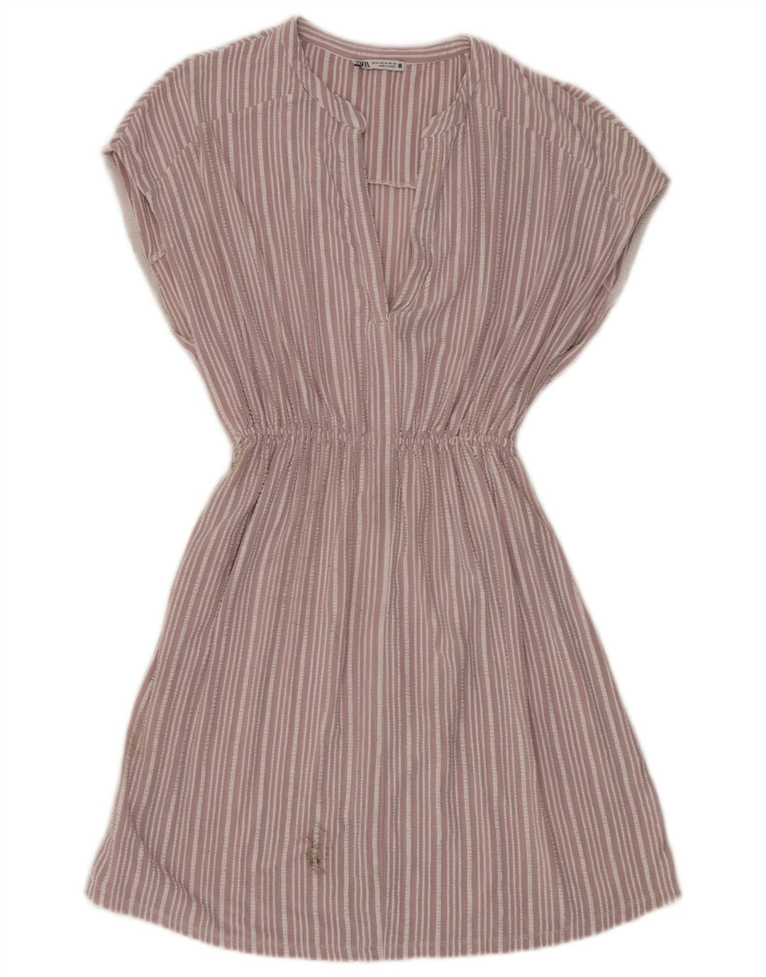 Abito a trapezio da donna Zara UK 14 Viscosa a righe rosa medio