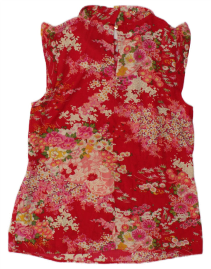 Camicetta senza maniche da donna Oasis UK 10 Piccolo poliestere floreale rosso