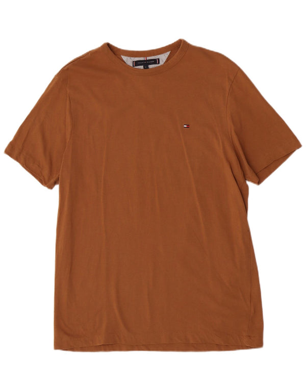 Tommy Hilfiger T-shirt da uomo a maniche corte con vestibilità regolare, piccola, in cotone marrone