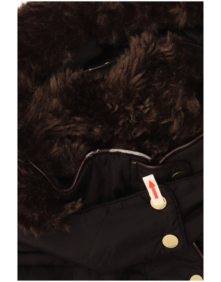 JOULES Cappotto imbottito con cappuccio da donna UK 10 piccolo poliestere nero